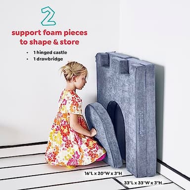 Yourigami Kids and Toddler Play Castle, Playroom Couch Add-On Set, Durable Modular Design, Blue Lagoon - Image 2