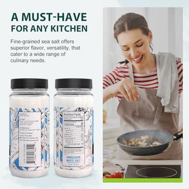 Soeos Sea Salt, Fine Grain, 20 Oz (1.25 Pound), Non-GMO, Nature Himalayan White Salt, Rock Salt for Grinder Refill (Pack of 1) - Image 6