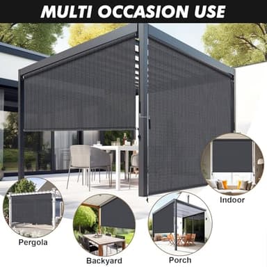 Artpuch Outdoor Roller Shade 6' W x 6' H, Blue Gray Exterior Cordless Patio Shades Roll Up Blinds with Spliced Pole Design, (2 Poles, One-Piece Fabric) - Image 6