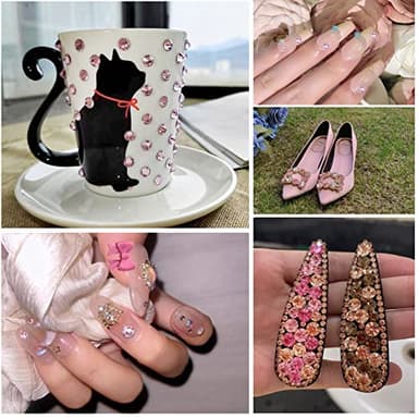 Beadsland 288pcs Flat Back Crystal Rhinestones Round Gems for Nail Art and Craft Glue Fix, Light Pink, SS34,7.1-7.3mm - Image 5