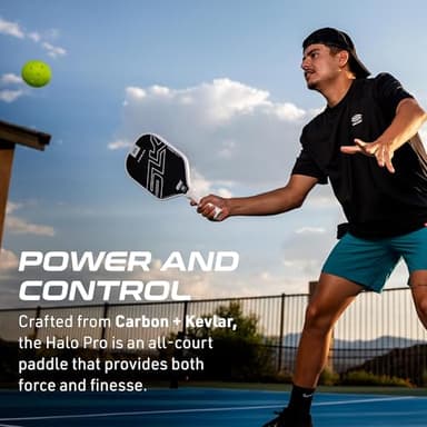 Selkirk Sport SLK Halo Pro Pickleball Paddle | Raw Carbon Fiber Pickleball Paddle with a Rev-Core Power Polymer Core | Designed for Ultimate Spin & Power | Black - Image 3