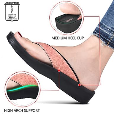 AEROTHOTIC Slip On Recovery Footwear Plantar Fasciitis Flip Flops for Women Yoga Mat Outdoor Walking Beach Ladies Arch Support Summer Thong Dressy Casual Sandals (Mellow Peach, Size 9) - Image 4