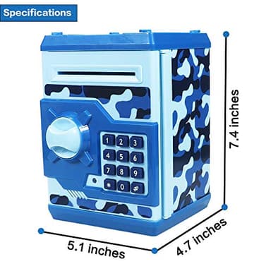 HUSAN Piggy Banks for Kids, Electronic Password Code Money Banks ATM Banks Box Coin Bank for Children Boys and Girls (Camouflage Blue) - Image 3