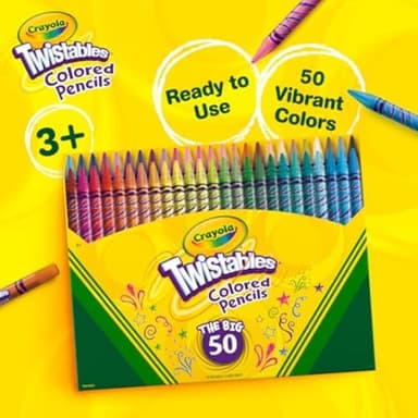 Crayola Twistables Colored Pencil Set (50ct), Stocking Stuffer for Kids & Teens, No Sharpen Colored Pencils For Kids Coloring Books, Drawing & Sketching, 4+ - Image 6