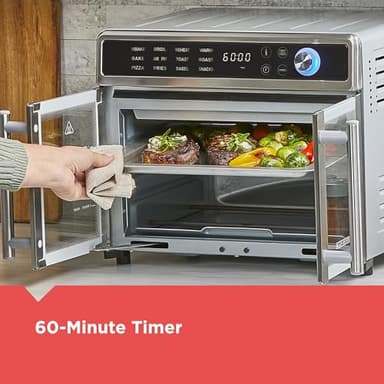 BLACK+DECKER Crisp 'N Bake Air Fryer Toaster Oven Combo, 12 in 1 Countertop Convection Oven Cooks Food Fast, Fits a Whole Pizza or 6 Toast Slices, French Doors with Stainless Steel Finish - Image 8