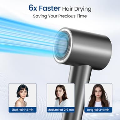 Hair Dryer with Diffuser,1-4min Fast Dry by 1400w, 3 Heat/Cool Wind Level,0.86lb Lightweight, 49db Low Noise, 2 Billion Plasma, Industry-Leading High-Speed Brushless Motor Blow Dryer for Home Travel - Image 4