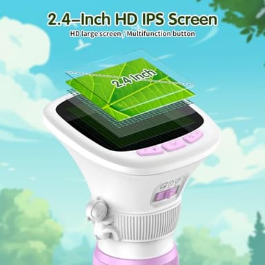 Microscope for Kids, EDCREATY 200X-1000X Portable Pocket Handheld Microscope, 2.4 High-Definition Screen, 200W Pixels for Birthday Christmas Holiday Toys Gifts for 5 6 7 8 9 10 11 12 Kids - Image 2