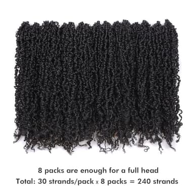 Toyotress Yanky Twist Crochet Hair - 12 Inch 8 Packs (30 Strands/Pcs) Fluffy Spring Mini Twist Short Bob Passion Twist, Natural Black Pre-Looped Crochet Braids Braiding Hair (12 Inch, 1B-8P) - Image 6