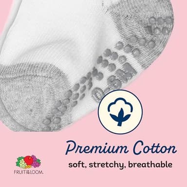 Fruit of the Loom Cotton Grip Socks for Baby and Toddler - Heather Grey (0-6 Months) - Image 4