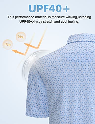 Hodaweisolp Golf Shirts for Men Dry Fit Print Moisture Wicking Performance Short Sleeve Polo Shirt White Rhombus-XL - Image 2