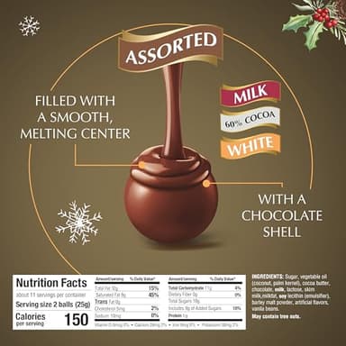 Lindt LINDOR Holiday Assorted Chocolate Candy Truffles Wrapped Gift Box, Assorted Chocolate Candy with Smooth, Melting Truffle Center, 10.1 oz. - Image 2