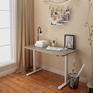 FLEXISPOT EN1 One-Piece Standing Desk 55 x 28 Inches Stand Up Desk Workstation Home Office Computer (White Frame + Gray Wood Top, 2 Packages) - Image 2