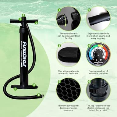 FunWater Inflatable 10'6×33"×6" Ultra-Light (17.6lbs) SUP for All Skill Levels Everything Included with Stand Up Paddle Board, Adj Floating Paddles, Pump, ISUP Travel Backpack, Leash,Waterproof Bag - Image 6