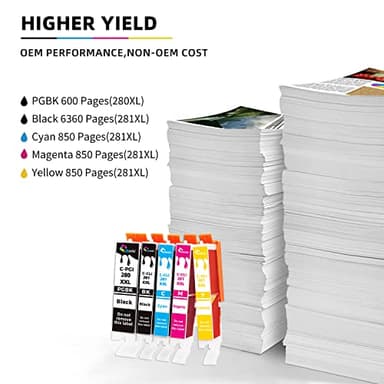 Ubinki 10 Pack 280 281 XXL Ink Cartridges Replacement for Canon PGI 280XXL/281XXL Cartridge 280XL 281XL to TR8620a TR8620 TR8520 TR8600 TR7520 TS702a TS9520 TS9521C TS6120 TS6220 TS9120 TS6320 TS8220 - Image 3