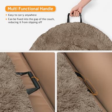 Calming Dog Bed Fluffy Plush Dog Mat for Furniture Protector with Removable Washable Cover for Large Medium Small Dogs and Cats (Medium(41x37x6), Camel) - Image 3