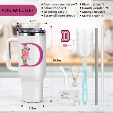 AiHeart Monogrammed Gifts for Women,Wife,Initial Cup,Personalized for Birthday Gifts,Halloween,Thanksgiving Day,Custom Tumbler with Handle 40oz-D - Image 5