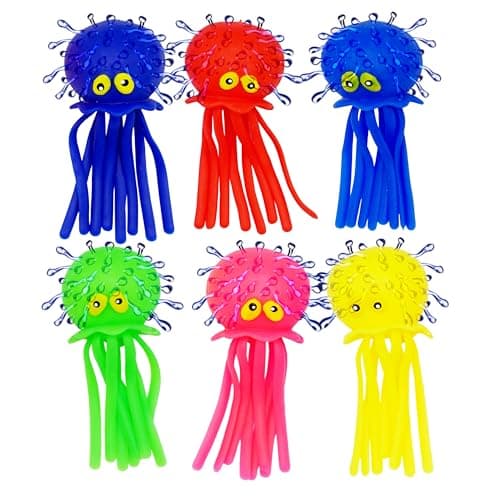 4E's Novelty Octopus Water Balls - Pack of 6 - Pool Toys for Kids Sensory Absorbent Water Splash Balls Bomb, Toddler Bath Toy, Swimming Pool Floating Swim Toys Outdoor Activity & Game - Image 1