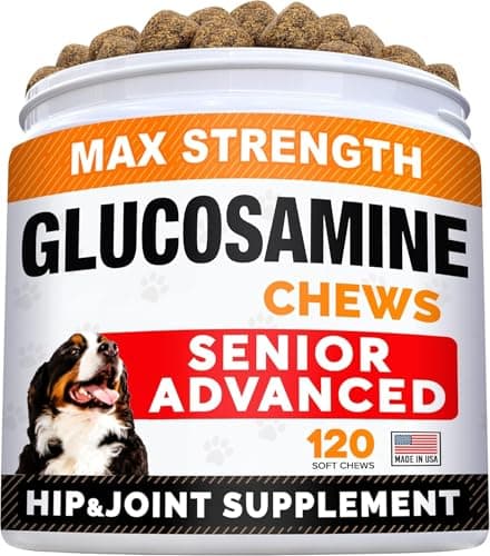 Senior Advanced Glucosamine Chondroitin Joint Supplement for Dogs - Hip & Joint Pain Relief Pills - Large & Small Breed - Hip Joint Chews Canine Joint Health - Chews Older Dogs - Bacon Flavor-120Ct - Image 1