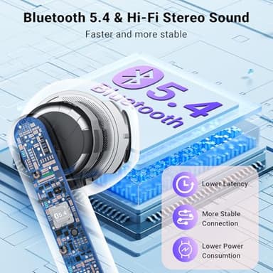 Wireless Earbuds, Bluetooth 5.4 Headphones with 42H Ultralight Ear Buds,Bluetooth Earbuds with 4 ENC Noise Cancelling Mics, HiFi Deep Bass Dual LED Display USB-C, Waterproof Earphones for Android iOS - Image 2