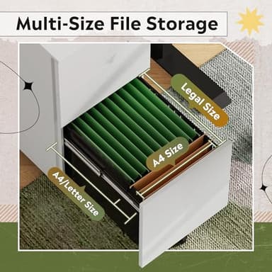 DEVAISE 3-Drawer Steel File Cabinet with Lock, Mobile Vertical White Rolling Metal Filing Cabinet for Home Office Storage, 17.1" D x 11.8" W x 23.6" H - Image 4