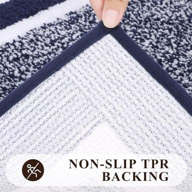 Pauwer 3 Piece Bath Mat Set, Non-Slip Plush Rugs, Absorbent Shaggy Set With U-Shaped Contour Toilet Mat for Bathroom, Bedroom, Living Room, Navy - Image 4