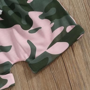 Fernvia Toddler Girls Clothes 1T 2T 3T 4T 5T Summer Outfits Baby Kids Short Sleeve T-Shirt Tops & Camouflage Shorts Sets (B-Pink, 12-18 Months) - Image 7