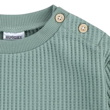 Huggies Waffle Knit Crewneck Sweatshirt and Pants 2-Piece Outfit Set - Image 3