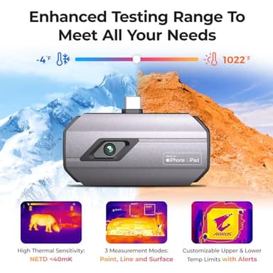 TOPDON TC002C Thermal Camera, 512 x 384 Super Resolution, 256 x 192 IR Resolution, Thermal Imager for iPhone 15/16 Series and iPads with Type-C Port, -4°F~1022°F Temp Range, Upgraded Version of TC002 - Image 5