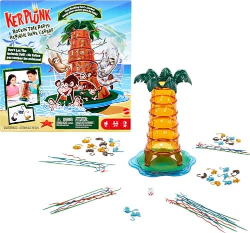 Mattel Games Kerplunk Rockin’ Tree Party Game for Kids, Families & Parties, Features Animal Pieces - Image 1