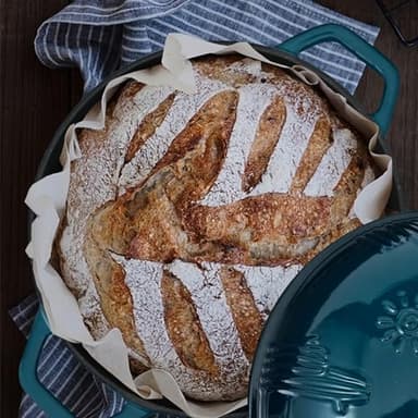 Flavehc Bread Oven Cast Iron Bread Dutch Oven with Cloche Lid for Bread Baking White Enameled Cast Iron Bread Oven with Dome Lid for Sourdough, 9.8 Inches - Image 9