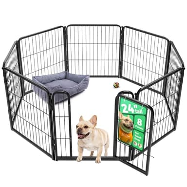 FXW Homeplus Unleashed Indoor Dog Playpen - Stress-Free and Safe Play, Heavy Duty 24 Inch 8 Panels Dog Pen for Puppy and Small Dogs, Black│Patented - Image 1