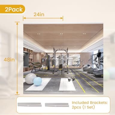 yarnuwa 48X24 2Pack Large Home Gym Mirror, Frameless Tempered Glass Dance Wall Mounted Mirror for Home, Yoga, Dancing, Studio, Living Room - Image 2