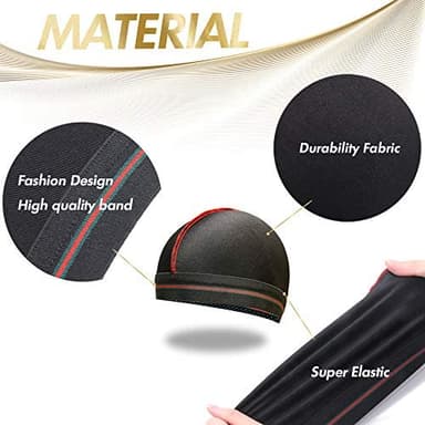 ForceWave Wave Cap, Silky Stocking Wave Cap for Men Women, Black Wave Compression Cap for 360 Waves, 4-Pieces(Black Red Blue Gray) - Image 3