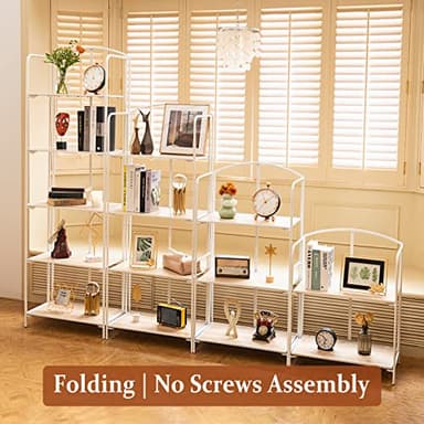 Crofy No Assembly Folding Bookshelf for Living Room, 3 Tier White Collapsible Book Shelf for Home Office, Portable Bookcase Storage Organizer - Image 4