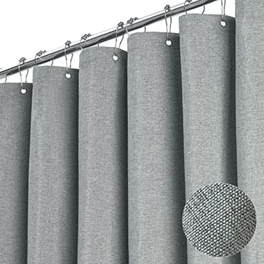 BTTN Grey Fabric Shower Curtain, 230GSM Linen Textured Heavy Duty Cloth Shower Curtain Set with Hooks, Waterproof Neutral Weighted Hotel Luxury Decorative Shower Curtains for Bathroom(Gray, W72xH72) - Image 1