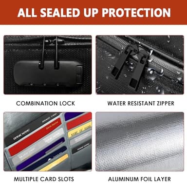 ROLOWAY Fireproof Document Bag (14.5 x 11.5 inch), 6400℉ Fireproof Money Bag with Zipper for Cash, Fire Safe Money Pouch with Lock (Black) - Image 7