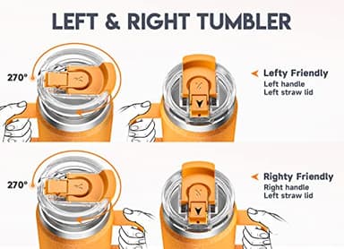 Meoky 24oz Travel Mug, Triple Insulated Stainless Steel Tumbler with Handle and 2-in-1 Straw and Sip Lid, 100% Leak Proof, Keeps Cold for 24 Hours or Hot for 8 Hours, Cupholder Friendly (Maple) - Image 4