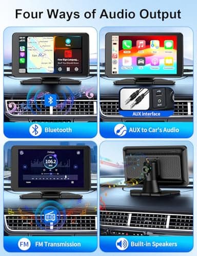Apple Carplay Screen for Car, 7" HD Portable Car Stereo Touch Screen with Wireless Android Auto, Backup Camera with LED/Mirror Link/Voice Control/Bluetooth/GPS/AUX/FM Satellite Radio for All Vehicles - Image 6