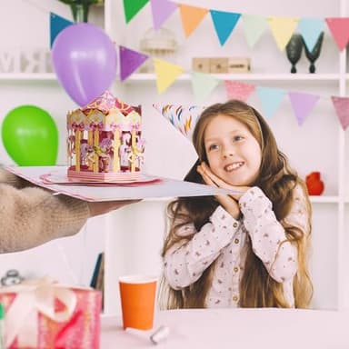 Airpark Granddaughter Birthday Card, 3D Happy Birthday Cards for Granddaughter, Funny Carousel Pop Up Birthday Cards, Pop Up Cards with Envelope, Birthday Gifts Decorations - Image 6