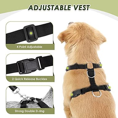 SlowTon Dog Seat Belt Harness for Car, Dog Car Harness Adjustable Mesh Breathable & Dog Seatbelt Safety Tether with Elastic Bungee for Small Medium Large Pets(Black, Double Clip, S) - Image 4