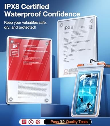 TORRAS 2 Pack IPX8 Waterproof Phone Pouch Floating, Underwater Screen Touchable, Waterproof Phone Case with Lanyard for iPhone 16 Pro Max 15 14 13 S25 Ultra S24, Cell Phone Dry Bag 7.0", Black & White - Image 4