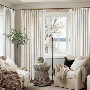 TWODRAPES Pinch Pleated Extra Wide Curtain Panels 90 Inches Long 70 Wide Linen Curtain for Patio Sliding Glass Door Cream Hooks Rings Semi Sheer Privacy 90 Inch Length for Living Room 70x90 1 Panel - Image 6