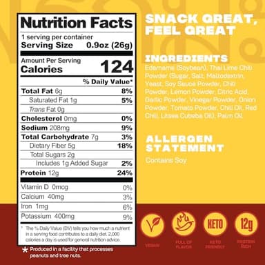 Where You Bean Edamame Beans Snack (Thai Lime Chili) - Crunchy and Dry Roasted Edamame Beans - High Protein Snacks, Keto and Vegan Healthy Snacks for Adults & Low Carb Asian Snack 0.9 oz (Pack of 8) - Image 2