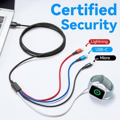 4 in 1 Multi Charging Cable for Apple Watch Charger/iPhone 17 Charger/Lightning/Micro,USB C Charging Cable Cord,Vacation Camping Essentials,Portable Designed for iWatch & iPhone Series,Galaxy-4Ft - Image 4