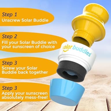Solar Buddies Sunscreen Applicator - Single Blue - Refillable Roll on Sponge Sunscreen, Suncream & Lotion Applicator For Kids, Adults & Families - Holds 3.4fl oz, Perfect Size for Travel - Image 5