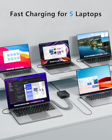 500W USB C Charger Block, 8-Port USB C Charging Station Fast Charging PD 120W PC Laptop Charger Adapter Compatible with MacBook Pro/Air/All iPad,DELL, iPhone 16/15/14/13/Pro Max/Galaxy - Image 2
