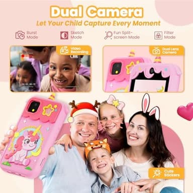 Kids Phone for Girl Toys, Christmas Birthday Gifts for Age 3-10 Year Old Girls Boys Toys, Kids Toddler Smart Phone, Detective Educational Learning Toys with 2.8" Touchscreen, Music Video Game (Pink - Image 3