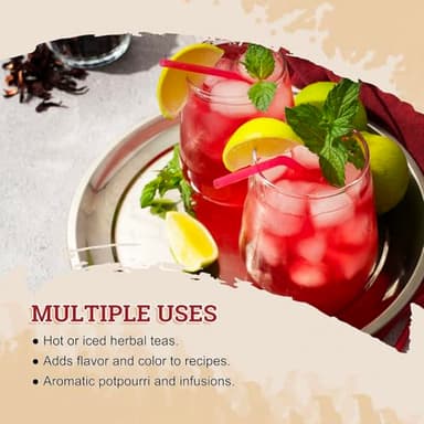 52USA Organic Hibiscus Flowers, Hibiscus Tea, 1 lb (16oz), Hibiscus Flowers Herbal Tea, 100% Certified Organic, Cut and Sifted, Flor de Jamaica, Gluten Free, Non GMO, Keto Friendly - Image 4