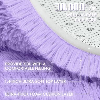 OLANLY 9x12 Machine Washable Large Area Rugs for Living Room, Bedroom, Soft Fluffy Shaggy Bedside Rug, Indoor Floor Carpet for Kids Girls and Boys, Dorms, Nursery, Home Decor Aesthetic, Light Purple - Image 7