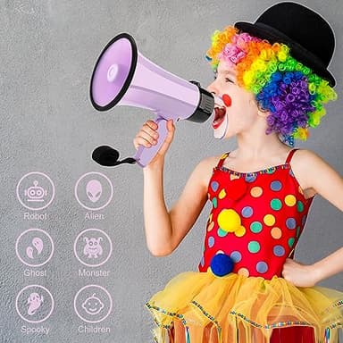 MGROLX 20W Megaphone Bullhorn| Bull Horn Loud Speaker with Bluetooth | Mega Phone Built-in Siren & Whistle Plus Recording funcation | Voice Changer for Adults, Kids, Party Games and Outdoor (Purple) - Image 3